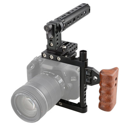 Picture of CAMVATE DSLR Camera Cage Top Handle Wood Grip Compatible for Sony Panasonnic - 1175