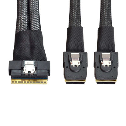 Picture of chenyang CY SFF-8654 8i 74Pin PCI-E Ultraport Slimline SAS Slim 4.0 to Dual SFF-8087 Mini SAS Cable PCI-Express