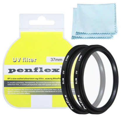 Picture of PATIKIL 37mm UV Filter, 2 PCS UV Protection Filter SLIM UV Protection Camera Lens Filter Aluminum Optical Camera Accessory Crystal Clear Pics for 37mm Camera Lens Filter Photography