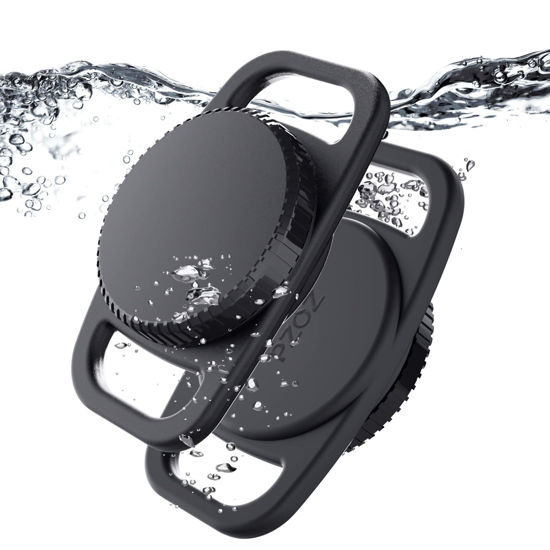 Picture of PZOZ Waterproof Airtag Dog Collar Holder (2 Pack) for Apple AirTag, Plastic & Silicone Pet Collar Case Anti-Lost Air Tag Cover Holder for Cat Dog GPS Tracker