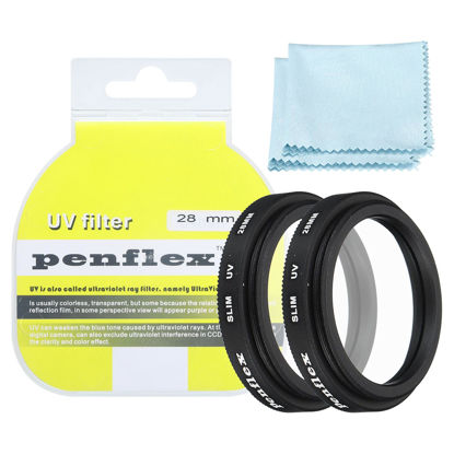 Picture of PATIKIL 28mm UV Filter, 2 PCS UV Protection Filter Slim UV Protection Camera Lens Filter Aluminum Optical Camera Accessory Crystal Clear Pics for 28mm Camera Lens Filter Photography