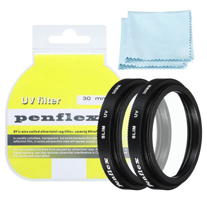 Picture of PATIKIL 30mm UV Filter, 2 PCS UV Protection Filter Slim UV Protection Camera Lens Filter Aluminum Optical Camera Accessory Crystal Clear Pics for 30mm Camera Lens Filter Photography