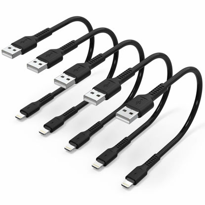 Picture of 1ft iPhone Charge Cable Short, 5Pack USB to Lightning Cord for Fast Charging Stations 1 Foot Compatible with Apple iPhone 12 11 Pro Max Xs 8 7 6 5 Plus, iPad Air/Mini