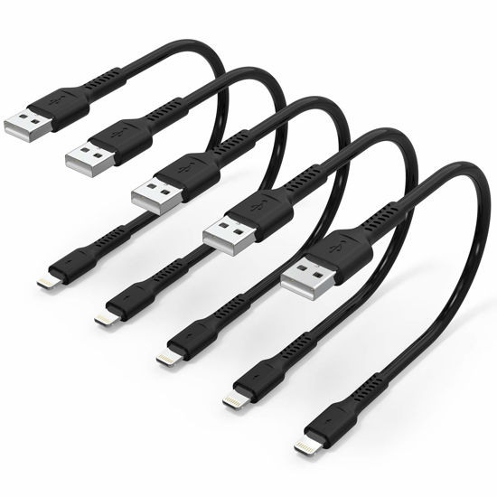 Picture of 1ft iPhone Charge Cable Short, 5Pack USB to Lightning Cord for Fast Charging Stations 1 Foot Compatible with Apple iPhone 12 11 Pro Max Xs 8 7 6 5 Plus, iPad Air/Mini