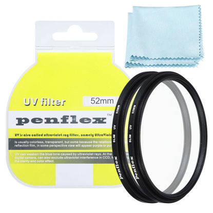 Picture of PATIKIL 52mm UV Filter, 2 PCS UV Protection Filter Slim UV Protection Camera Lens Filter Aluminum Optical Camera Accessory Crystal Clear Pics for 52mm Camera Lens Filter Photography
