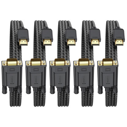 Picture of FEMORO HDMI to VGA Cable 6ft 5 Pack, HDMI to VGA Adapter Cord Male to Male for Monitor Laptop HDTV Computer Projector