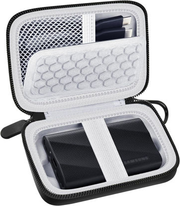 Picture of Carrying Case Compatible with Samsung T9 Portable SSD 4TB 2TB 1TB, USB External Solid State Hard Drive Storage Holder Bag Cover Fits for USB Cable（Black-Grey）(Box Only)