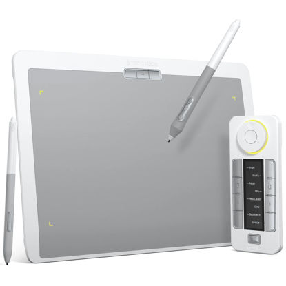 Picture of XENCELABS DrawingTablet Medium, Graphic Tablets with 40 Customizable Quick Keys, 12" Ultrathin Pen Tablet with 2 Battery-Free Stylus, 8192 Levels Pressure for Win/Win 11 ARM/Mac/Linux, Nebula White