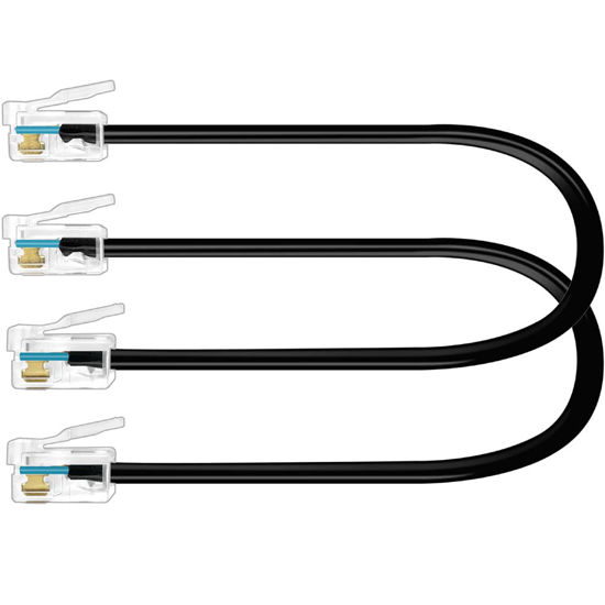 Picture of NECABLES 2Pack 6 Inch Short RJ12 Cable Short Phone Cord RJ12 6P6C Male to Male Straight Wired for Both Data and Voice Use Black - 6in