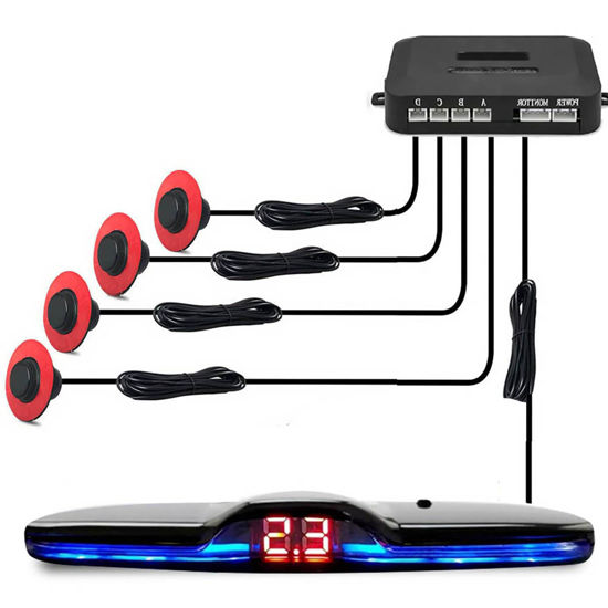 Picture of Car Parktronic Parking Built-in Plane Sensors Rear Reversing Backup System with 4 Sensors LED Light Distance Display Warning Buzzer Distance Detection…