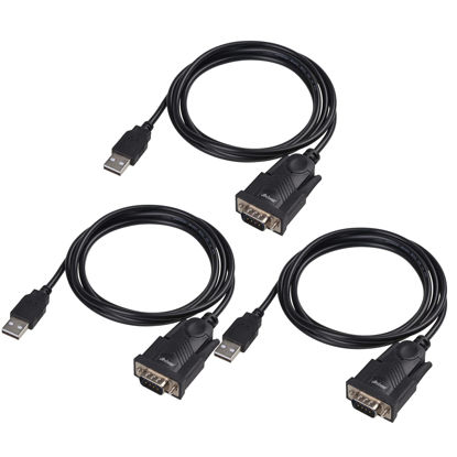 Picture of USB to RS232 DB9 Cable (5 FT), AnbearUSB 2.0 to Serial Cable Male A Converter Adapter with PL2303 Chipset for Windows 10, 8.1, 8, 7, Vista, XP, 2000, Linux and Mac OS X 10.6 (Black, 3 Pack)