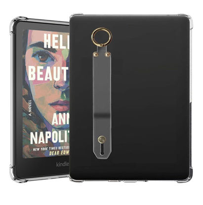 Picture of Nasdafong,Hand Strap Clear Case for 2024 Release 7" Kindle Paperwhite (12th Gen) & Kindle Colorsoft Signature Edition,Hand Strap on The Left Scratch Proof Silicone Rubber Soft TPU Cover,Transparent