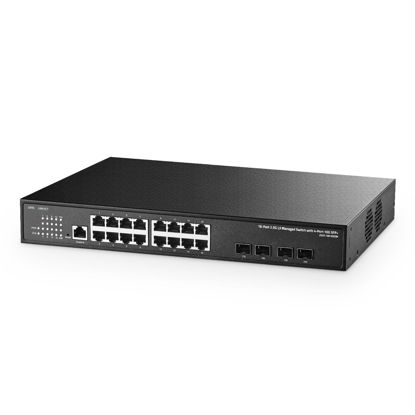 Picture of Binardat 20 Port 2.5G Web Managed Switch, 16x2.5G Ethernet, 4x10 Gigabit SFP Ports, Web/CLI L3 Managed, Metal Multi-Gigabit Desktop/Rackmount Network Switch