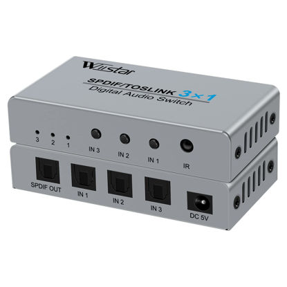Picture of Wiistar 3 Port Digital Optical Audio Switch 3 in 1 Out SPDIF TOSLINK Digital Optical Audio Switcher 3x1 for Blue-Ray DVD HDTV PS3 Xbox