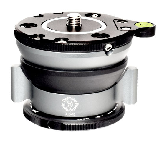 Picture of Desmond DLB-75 75mm Leveling Base for Tripod w Easy Grip Butterfly Lock Collar 50lb Max Load +/-15° Tilt