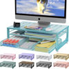 Picture of gianotter Computer Monitor Stand Riser, Desk Organizers and Accessories with Drawer, Office Desk Accessories & Workspace Desktop Organizers Storage for Classroom Office Supplies Decor (Blue)