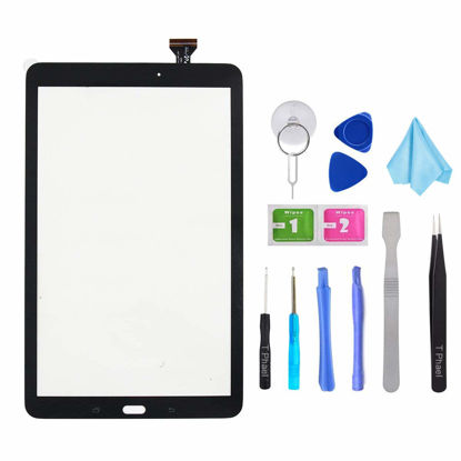 Picture of Black Touch Screen Digitizer for Samsung Galaxy Tab E 9.6" - Glass Replacement for SM-T560 SM-T561 T560 T561(Not Include LCD) with Tools + Pre-Installed Adhesive