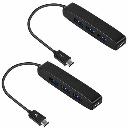 Picture of AuviPal 3-Port Micro USB OTG Hub Adapter (3 USB Ports + Power Port) for Fire Stick 4K, PlayStation Classic, Raspberry Pi Zero, Sega Genesis Mini, S/NES Classic Mini and More - 2 Pack