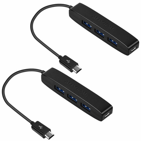 Picture of AuviPal 3-Port Micro USB OTG Hub Adapter (3 USB Ports + Power Port) for Fire Stick 4K, PlayStation Classic, Raspberry Pi Zero, Sega Genesis Mini, S/NES Classic Mini and More - 2 Pack