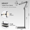 Picture of mmcrz Tablet Floor Stand with 11lb Stable Base & Desk Clamp, Adjustable Height Stretchable Arm Swivel Dual Holder, Compatible with iPhone, iPad Pro Air Mini, Galaxy Tab, Kindle, Phones (4.5''-13'')