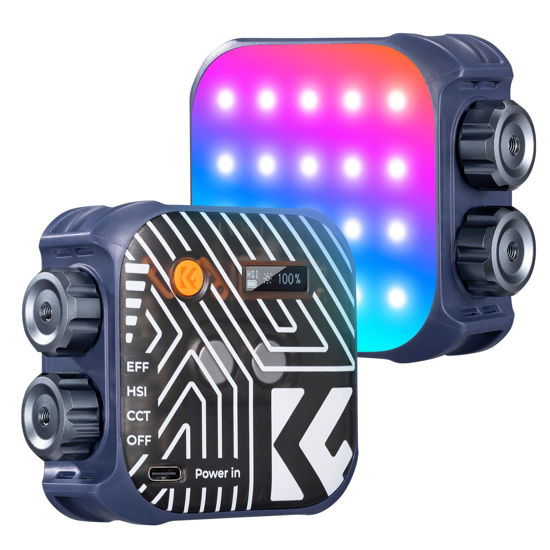 Picture of K&F Concept RGB Video Light, 360° Full Color Portable Photography Light, LED Camera Light w 21 Light Effects, 2500K-9900K CRI 96+, 2000mAh Rechargeable Photography Lighting for Vlogging, Selfie, Blue