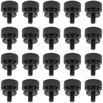 Picture of HELIFOUNER 20 Pieces 6-32 Thread, Black Color Anodized Aluminum Computer Case Thumbscrews, Thumb Screws for Computer Case/Cover/Power Supply/Hard Drives