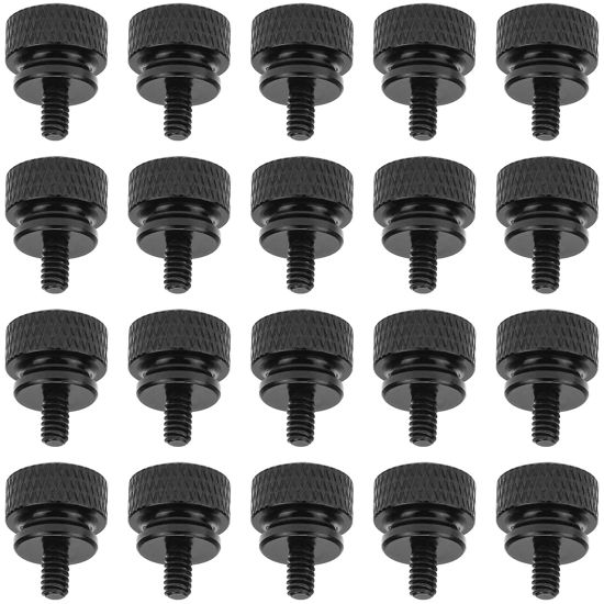 Picture of HELIFOUNER 20 Pieces 6-32 Thread, Black Color Anodized Aluminum Computer Case Thumbscrews, Thumb Screws for Computer Case/Cover/Power Supply/Hard Drives
