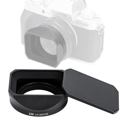 Picture of XF 27mm Hood, JJC Metal Square Lens Hood, Aluminum Alloy, Front Cap, Fuji XF 27mm f2.8 R WR Hood, XF27 Hood, Replacs LH-XF27, Compatible with Fujifilm XF 27mm f/2.8 R WR & XF 27mm f/2.8 Lense