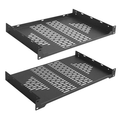 Picture of RIVECO 2 PCS 10” Rack Shelves for 19 inches Network Rack & Cabinets, 1U Rack Mount Shelf Vented Cantilever Tray, for Server, IT & Sound Equipment