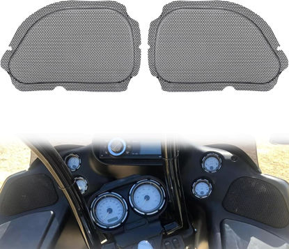 Picture of VPZMT Fairing Mesh Front Speaker Grills Cover Trim Replacement Fits for 1998-2013 Harley Road Glide FLTR (Road Glide-’98-2013)