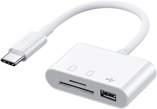 Picture of USB C SD Card Reader, USB C to Micro SD TF Memory Card Reader, 3-in-1 USB Camera Card Reader Adapter