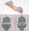 Picture of Vomdrok Newborn Monthly Baby Photography Props Outfits Crochet Elephant Hat Shorts Infant Baby Boy Girl Photoshoot Costume Grey (grey)