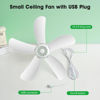 Picture of Roodike Mini USB Ceiling Fan for Camping Tent, 17" Portable Hanging Ceiling Fan for Outdoor Gazebo or RV, 13.2ft Long Cord with on/off Button, DC 5V, 330 RPM Rotation Speed, 36 dB Quiet