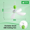 Picture of Roodike Mini USB Ceiling Fan for Camping Tent, 17" Portable Hanging Ceiling Fan for Outdoor Gazebo or RV, 13.2ft Long Cord with on/off Button, DC 5V, 330 RPM Rotation Speed, 36 dB Quiet