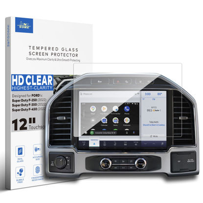 Picture of INNOSURE Tempered Glass Screen Protector for 2022 Ford Super Duty F-250 F-350 F-450 Navigation 12" Touchscreen F250 F350 F450 Accessories (HD Clear)