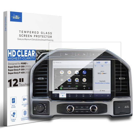 Picture of INNOSURE Tempered Glass Screen Protector for 2022 Ford Super Duty F-250 F-350 F-450 Navigation 12" Touchscreen F250 F350 F450 Accessories (HD Clear)