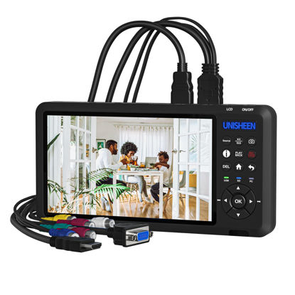 Picture of UNISHEEN Video Recorder 1080P 60FPS USB2.0 with 7" Screen, DVI/HDMI/CVBS/VGA/YPBPR Capture from VCR, DVD, VHS Tapes, Camcorders, Hi8 - No Computer Required