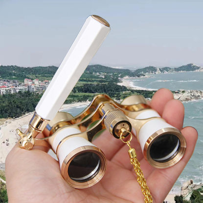 Picture of Yourelexit® Opera Glasses Binoculars Lorgnette Theater Optical Glasses Mini Compact Lightweight Built-in Foldable Adjustable Handle with Chain Vintage for Adults Kids Women in Musical Concert Cinema