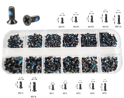 Picture of 360pcs Blue Nylok Screws Kit 12 Sizes,Laptop Notebook Computer Replacement Assortment, M2 M2.5 M3 for Lenovo Toshiba Gateway Samsung HP IBM Dell Sony Acer Asus SSD Hard Disk SATA M.2 SSD,by Persberg