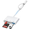 Picture of Denlane SD Card Reader for iPhone iPad Mac, USB C and Lightning Dual Interface Memory Card Reader, Digital Camera Adapter to iPhone SD Card Viewer with SD/Micro SD/USB-A 3 Slot, No App Plug and Play