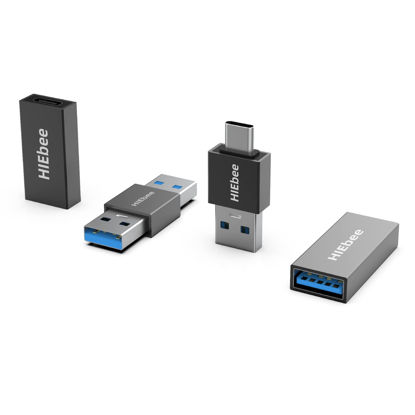 Picture of HIEbee USB 3.0 A to A Male Adapter, USB Female to Female Adapter, USB Type-C to USB A Male Adapter, USB 3.0 Female to USB C Female Adapter Connector Compatible with Hard Drive, Laptop etc