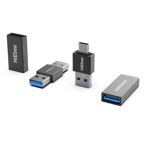 Picture of HIEbee USB 3.0 A to A Male Adapter, USB Female to Female Adapter, USB Type-C to USB A Male Adapter, USB 3.0 Female to USB C Female Adapter Connector Compatible with Hard Drive, Laptop etc