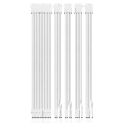 Picture of Generic PSU Cable Extension Kit 30CM Length with Cable Combs 1x24Pin/2x8Pin(4+4) EPS/2x8Pin(6P+2P) PCI-E/PC Sleeved Cable for ATX Power Supply (White)