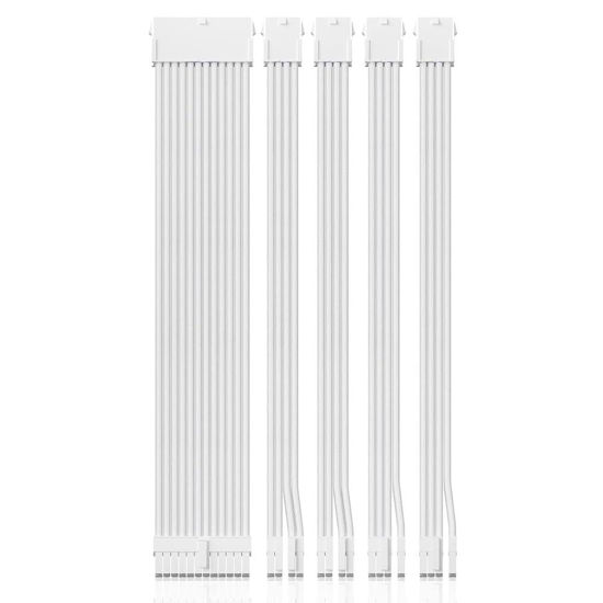 Picture of Generic PSU Cable Extension Kit 30CM Length with Cable Combs 1x24Pin/2x8Pin(4+4) EPS/2x8Pin(6P+2P) PCI-E/PC Sleeved Cable for ATX Power Supply (White)
