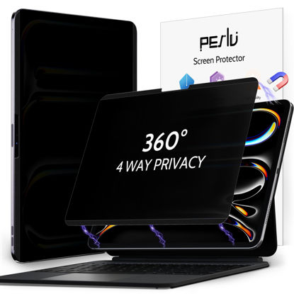 Picture of Peslv 4-Way Magnetic Privacy Screen for iPad Pro 11 Inch 5th (2024, M4),360 Removable Anti Blue Light Glare Spy Private Filter, High Sensitive Bubble-Free Easy Install Black Security Screen Protector