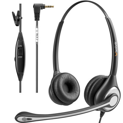 Picture of Wantek Phone Headset 2.5mm with Noise Canceling Mic & Volume Control Ultra Comfort Telephone Headset for Panasonic AT&T Gigaset Uniden Cisco Grandstream Polycom Cordless Landline Office Phones