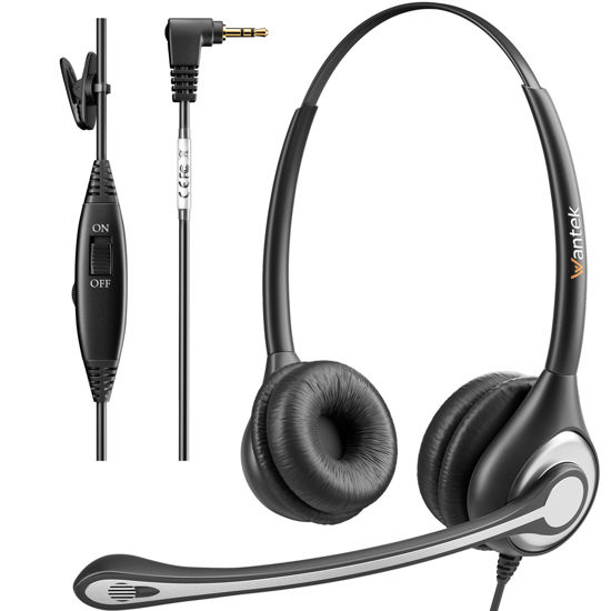 Picture of Wantek Phone Headset 2.5mm with Noise Canceling Mic & Volume Control Ultra Comfort Telephone Headset for Panasonic AT&T Gigaset Uniden Cisco Grandstream Polycom Cordless Landline Office Phones
