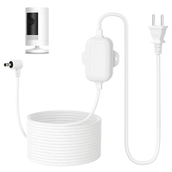 Picture of ALERTCAM Outdoor Power Adapter for Stick Up Cam Battery/Plug-in 3rd Gen, 25 ft Weather Resistant Charging Cable with Barrel Plug Continuously Charge Your Security Camera, White