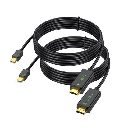 Picture of UVOOI 4K Mini DisplayPort to HDMI Cable 6FT 2-Pack, Mini DP to HDMI Cable Adapter (4K@30Hz, 2K@60Hz, 1080P@120Hz) Compatible with Thunderbolt 2, MacBook Air/Pro, Surface Pro/Dock, Projector, Monitor
