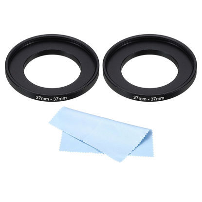 Picture of PATIKIL 27mm-37mm Metal Step Up Ring with Cleaning Cloth, 2 Pack Camera Lens Filter Adapter Ring Aluminum Filter Adapter Ring for Camera Lenses Hood, Black